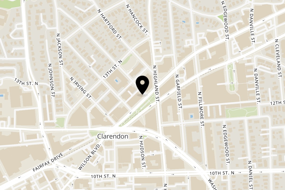 Map showing the location of Angolino Pizza on 3125 Wilson Blvd in Arlington